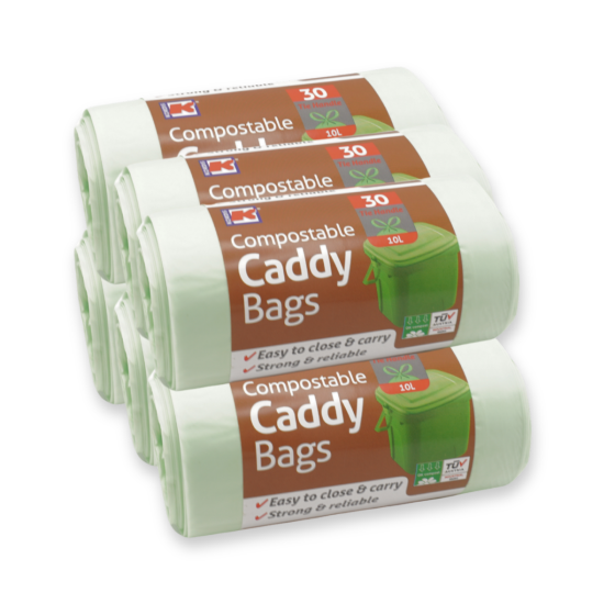 Kordis 30 Tie-Handle Compostable Caddy Bin Liners x 6
