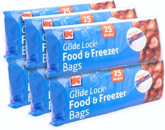 Kordis 25 Medium Glide Lock® Food & Freezer Bags x 6